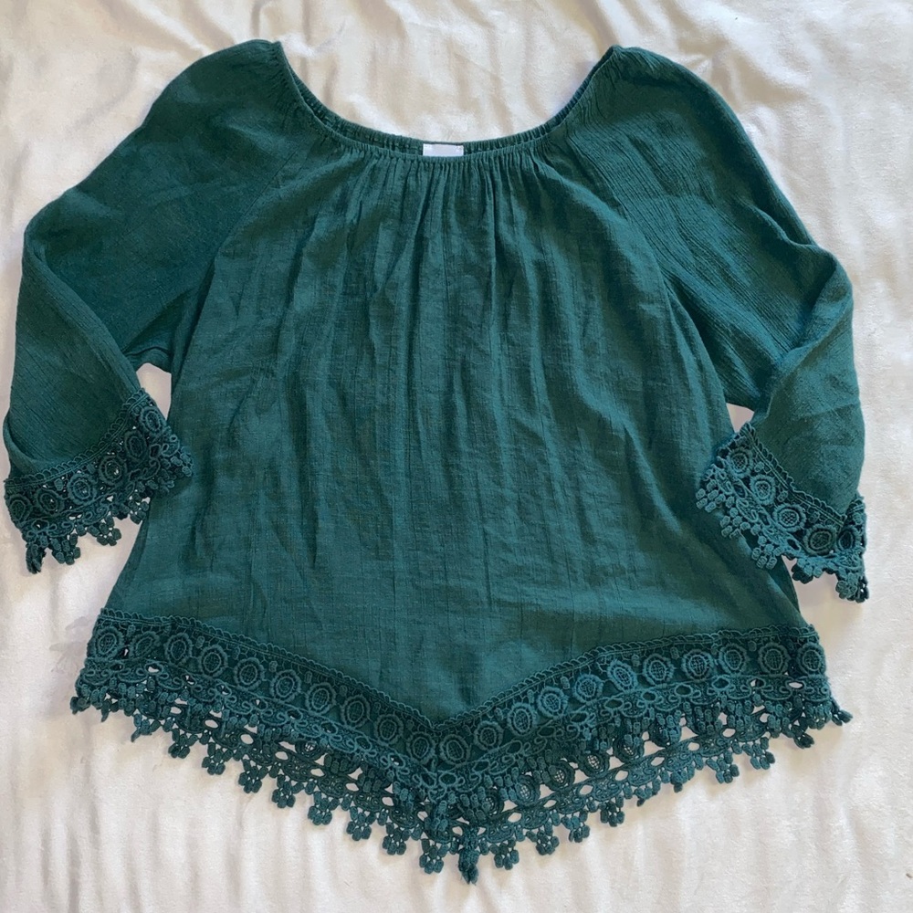 Dress Barn Green Lace Dressy Shirt